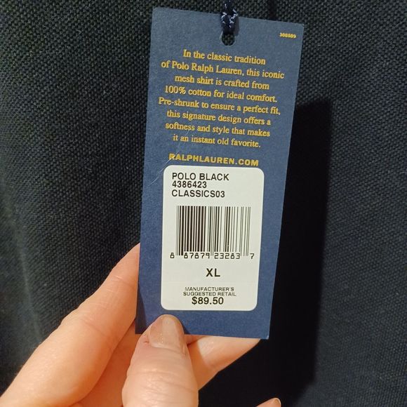 NWT Vintage Polo Ralph Lauren Black Long Sleeve Polo Shirt Red Pony Logo Size XL - Picture 4 of 8